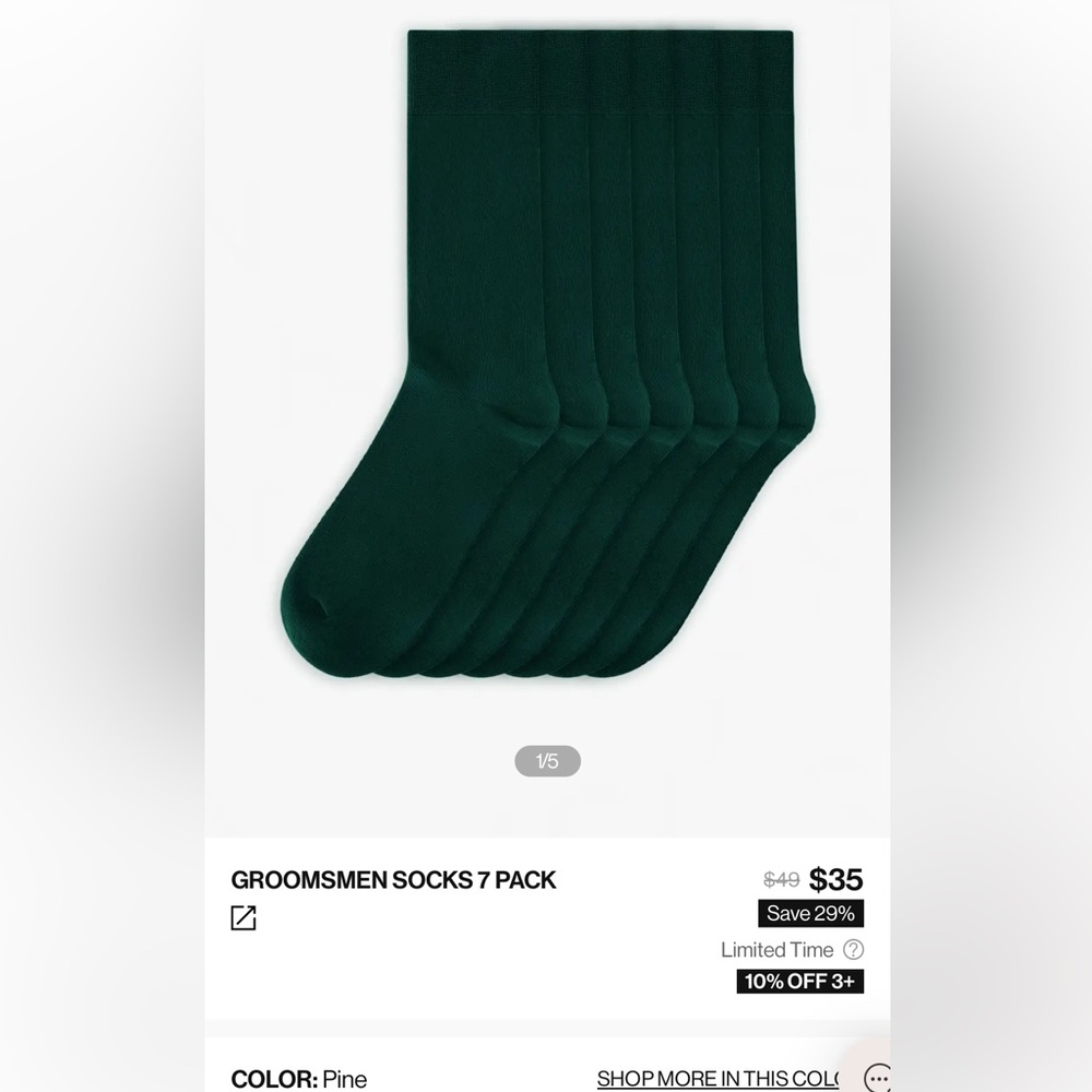 Azazie Pine Green Groomsmen Socks 7 Pack